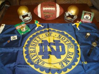 Notre Dame Sports Memorabilla Football Helmets Watch Pin Joe Montana Banner