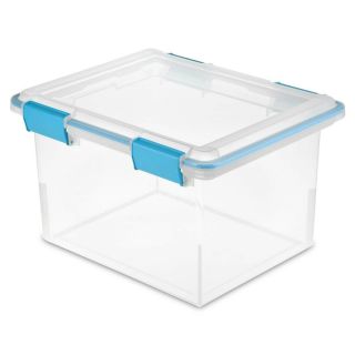 Sterilite 19334304 32 Quart Gasket Box with Clear Base and Lid (4 Pack) 2