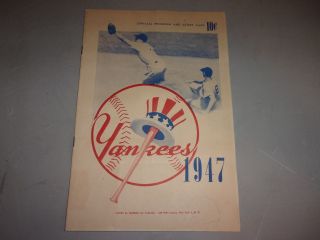 Vintage 1947 York Yankees Vs Cleveland Baseball Program
