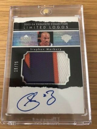 2003 - 04 Exquisite Limited Logo Patch Auto Stephon Marbury /75