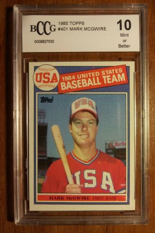 1985 Topps 401 Mark Mcgwire Team Usa Baseball Rookie Bccg 10 Or Better