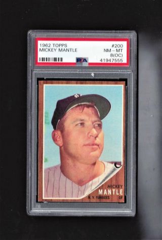 ⚾ 1962 Topps Mickey Mantle 200 Psa 8 Sharp,  1952 Topps 311 Mickey Mantle Rp
