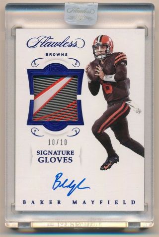 Baker Mayfield 2018 Panini Flawless Rc Autograph Nike Glove Patch Auto Sp 10/10