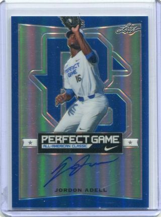 2016 Leaf Perfect Game All - American Metal Blue Jordon Jo Adell Auto 14/50