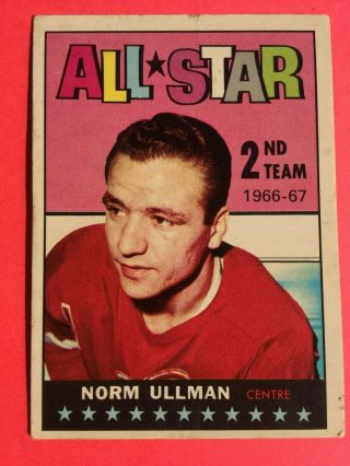 Old Vintage Nhl Hockey Card (set Break) 1967 - 68 Topps 132 Norm Ullman All Star