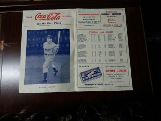 1944 Phillies Official Score Card With (2) Ticket Stubs To Same Game