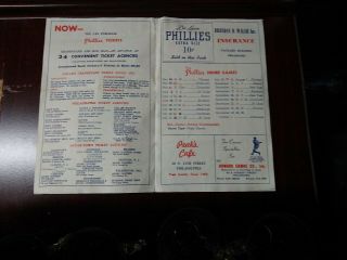 1944 phillies Official Score Card with (2) ticket stubs to same game 8