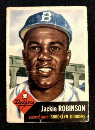 1953 Topps Jackie Robinson 1 Baseball Card G/f/p Book Value: $800