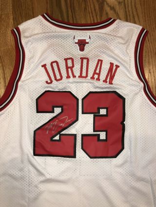 Michael Jordan Autographed/signed White Jersey Chicago Bulls 23 2