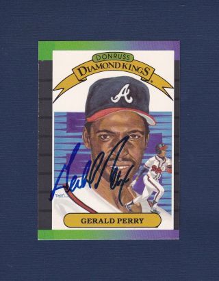 Gerald Perry Signed Atlanta Braves 1989 Donruss Diamond King Baseball Card