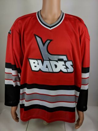 Vintage Bauer Kansas City Kc Blades Ihl Red Hockey Jersey Mens Sz M