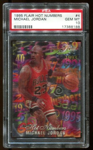 Michael Jordan 1995 - 96 Flair Hot Numbers 3d Insert 4 Chicago Bulls Psa 10 Hof