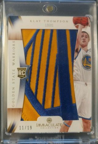 2012/13 Immaculate Klay Thompson Logo Rc Patch 11/19 Jersey Rookie Warriors
