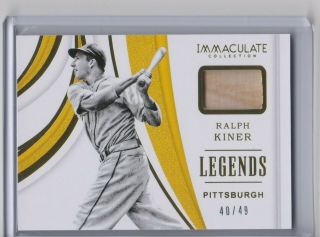 2019 Immaculate Ralph Kiner Game Bat Relic Legends Sp 40/49 Pirates