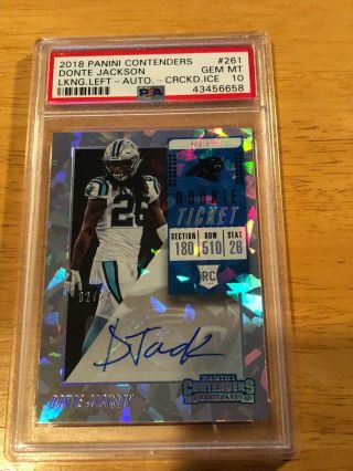 2018 Panini Contenders Donte Jackson Cracked Ice Auto Psa 10 Panthers /24