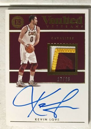 2018 - 19 Encased Kevin Love Vaulted Veterans Patch Auto 17/25 Game Worn