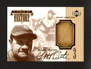 1999 Upper Deck Ph Babe Ruth A Piece Of History Game - Bat 350 Made Wicked