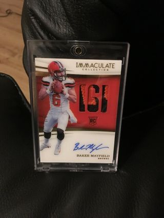 2018 Immaculate Baker Mayfield Rookie Numbers 2 Color On Card Auto Patch Sp 3/6