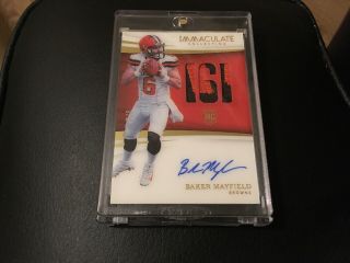 2018 IMMACULATE BAKER MAYFIELD ROOKIE NUMBERS 2 COLOR ON CARD AUTO PATCH SP 3/6 2
