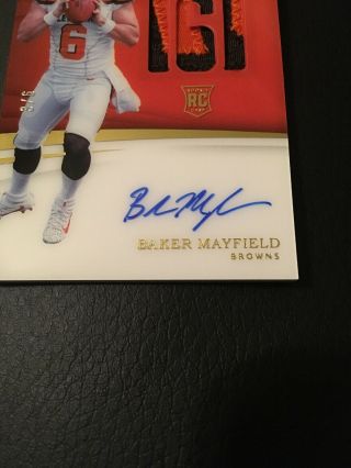 2018 IMMACULATE BAKER MAYFIELD ROOKIE NUMBERS 2 COLOR ON CARD AUTO PATCH SP 3/6 4
