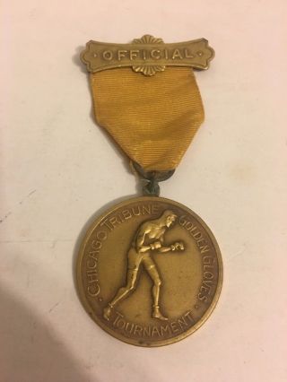 Vintage Chicago Tribune Golden Gloves Tournament Offical Medal Ribbon Boxing