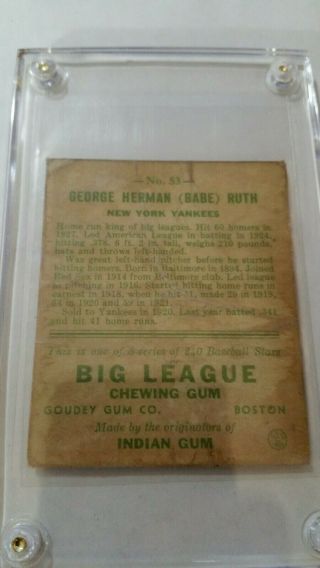 1933 GOUDEY Babe Ruth 53 Baseball Card 4