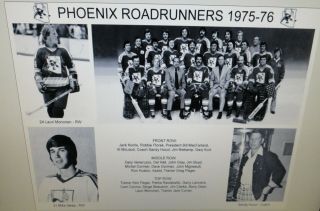 1975 - 76 Phoenix Roadrunners WHA photos 8x10 Ftorek Rautakallio Mononen Connor. 4