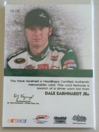 2011 Wheels Main Event Dale Earnhardt Jr Headliners Driver Worn Hat 11/25 2