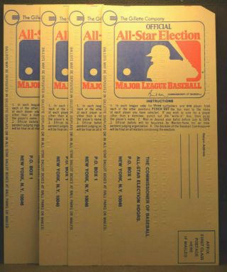 4 Gillette 1976 ALL STAR GAME OFFICIAL BALLOT ROSE BENCH BRETT SCHMIDT GARVEY 2