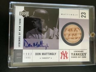 2001 Ud,  Legends Of York.  Don Mattingly Autograph And Game Bat Relic.