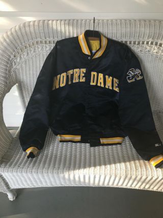 Vintage Made In Usa - Starter Ncaa Notre Dame Satin Jacket In Size Extra Larger