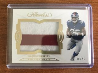 2018 Panini Flawless Saquon Barkley Rookie 2 Color Patch Gold Ssp /25 Giants Rc