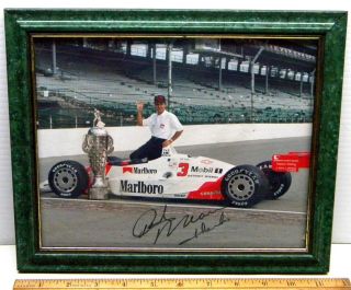 Photograph Or Picture Of Rick Mears By Marlboro Race Car With Trophy Autograph