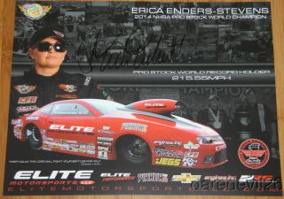 2015 Erica Enders - Stevens Signed Elite 2nd Issued Chevy Camaro Ps Nhra Postcard