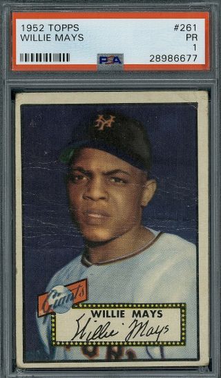 1952 Topps Willie Mays 261 Psa 1,  Great Card,  Looks Undergraded