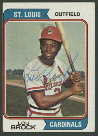 1974 Topps Lou Brock Signed Card 60 (cardinals - Autograph) Hof