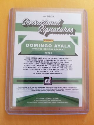 2019 Donruss DOMINGO AYALA Auto Sensational Signatures Beisbol Autograph 2