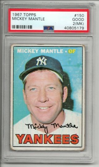 Mickey Mantle 1967 Topps 150 York Yankees Psa 2 (mk)