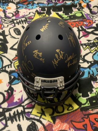 2019 Notre Dame Football Signed F/s Helmet - Yankee Shamrock - Book
