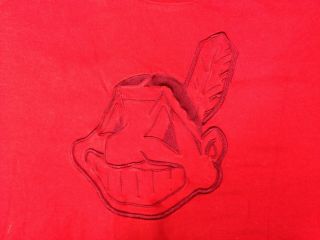 Vintage Cleveland Indians Chief Wahoo Embroidered Logo Short Sleeve T - Shirt L