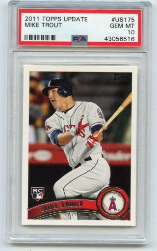 2011 Topps Update Us175 Mike Trout Rookie Card (rc),  Los Angeles Angels,  Psa 10