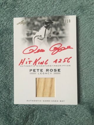 2011 Leaf Pete Rose Hit King 4256 Inscribed Game Bat.  7/10