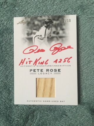 2011 Leaf Pete Rose Hit King 4256 Inscribed Game Bat.  7/10 2