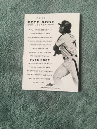 2011 Leaf Pete Rose Hit King 4256 Inscribed Game Bat.  7/10 3