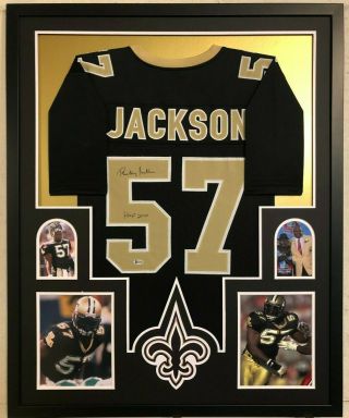 Framed Rickey Jackson Autographed Signed Insc Orleans Saints Jersey Bas