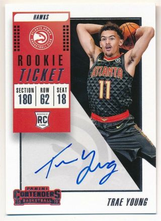 Trae Young 2018/19 Panini Contenders Rc Rookie Autograph Hawks Auto Sp $400