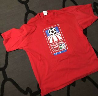 1996 Major League Soccer Mls Nike Inaugural Game T - Shirt,  Size Large