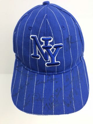 Autographed York Sports Team Hat Unknown Autographs Blue Pin Stripe Cap