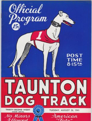 1941 Taunton Greyhound Program August 26.