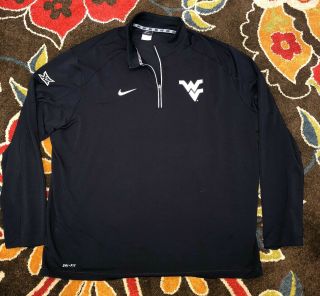 Nike Black Dri - Fit 1/4 Zip Wvu West Virginia Team Issue Big 12 Logo Men’s Sz 3xl